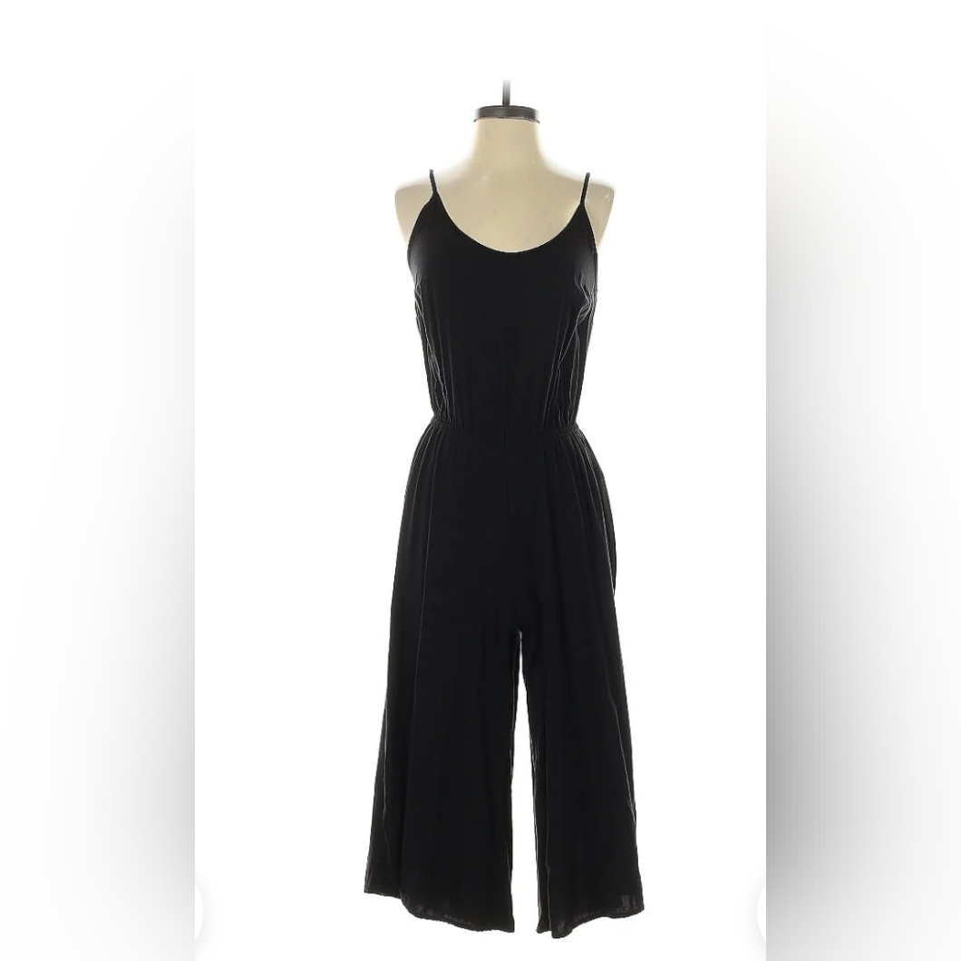 Medium Culottes Cami Jumper One Piece Wide Leg Cropped Adjustable Straps Black